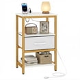 thumbnail image 1 of Gymax Nightstand w/Charging Station Fabric Drawer & Open Storage Shelves Metal Frame, 1 of 10