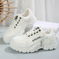 thumbnail image 4 of BYHONG Women's Fashion Leather Lace up Low Top Sneakers Casual Comfortable Shoes Casual Shoes for Women White 7.5, 4 of 7