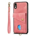 thumbnail image 5 of Nalacover for iPhone XR, Slim Case Wallet with Credit Card Holder, Back Flip Premium Leather Magnetic Clasp Kickstand Wirst Hand Strap Shockproof Cover For iPhone XR, Pink, 5 of 7