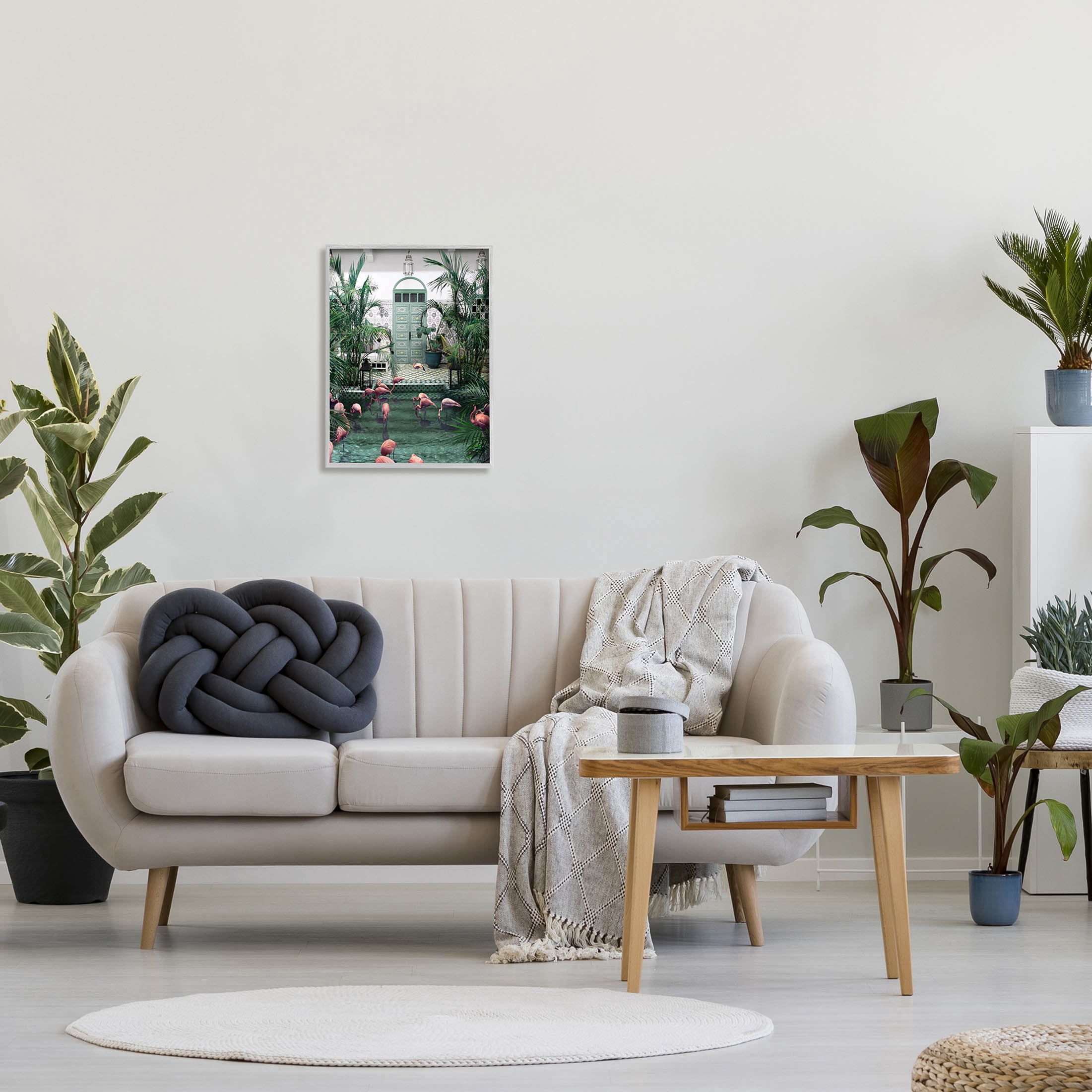 Stupell Industries Tropical Flamingo Pool Resort Graphic Art Gray Framed Art Print Wall Art, Design by Ziwei Li