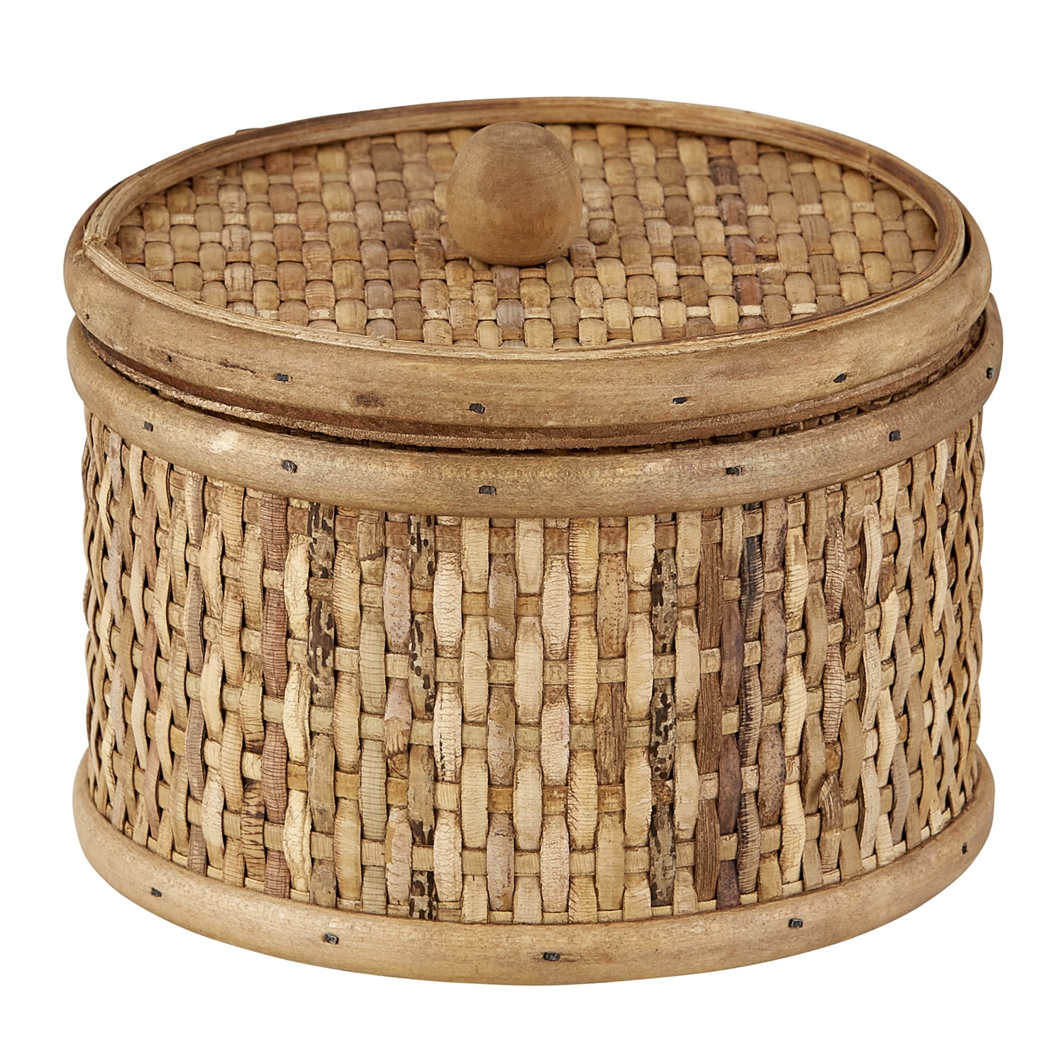 6" Brown Elegant Unique Small Rattan Round Basket