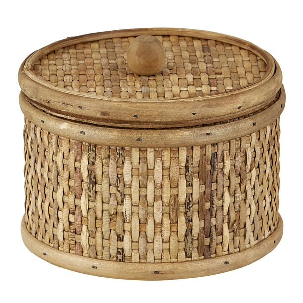 6" Brown Elegant Unique Small Rattan Round Basket