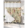 thumbnail image 4 of Vintage Plant No Hook Shower Curtain Waterproof,Bathroom Curtains with Snap in Liners and See Through Top Window,Boho Botanical Flowers Green Leaf Ferns Hotel Style Bathtub Curtains Shower 72"Wx72"L, 4 of 8
