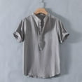 thumbnail image 2 of Posijego Cotton Linen Shirts for Men Big and Tall Casual Short Sleeve T-Shirts Lightweight Summer Beach Shirt, 2 of 6