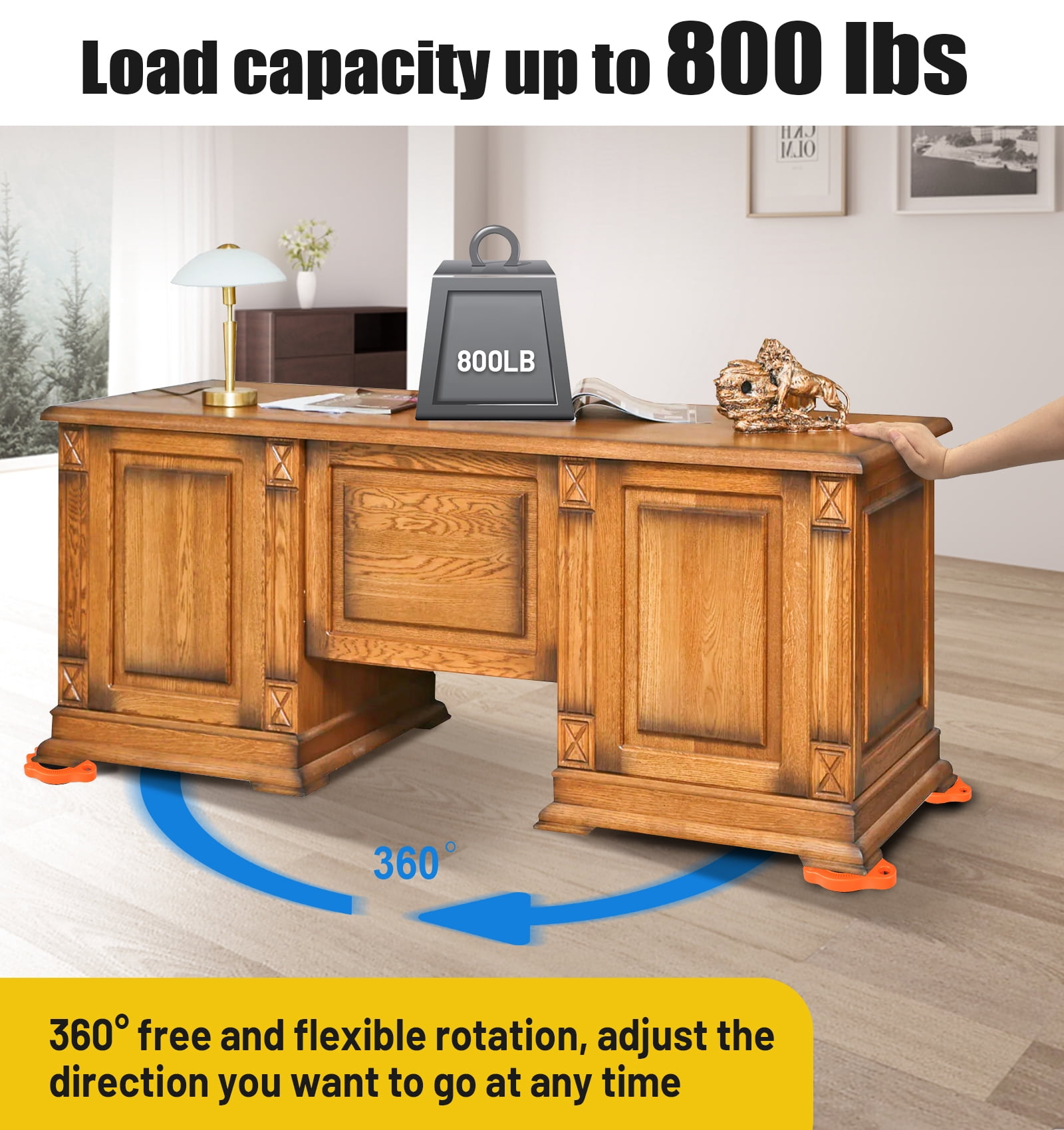 Furniture Lift Mover Tool Set - Furniture Movers Can Withstand Up to 800 Ibs, 360°Sliding Function, Furniture Lifter Have Self-Adjusting Bases， Heavy Item Furniture Moving Tool Without Falling