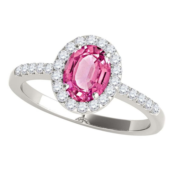 Aonejewelry 2.45 Ct. Ttw Diamond and Oval Shaped Pink Topaz Ring in 10K White Gold