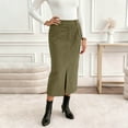 thumbnail image 4 of Byworldtasic Corduroy Skirt for Women High Waisted Pencil Midi Skirts Business Casual Work Office Winter Outfit, 4 of 8