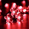 thumbnail image 1 of Dinheiro Linterna solar, 23 pies/7M 50LED Flor de melocotón Luces decorativas solares de cadena para jardín al aire libre, 1 of 5