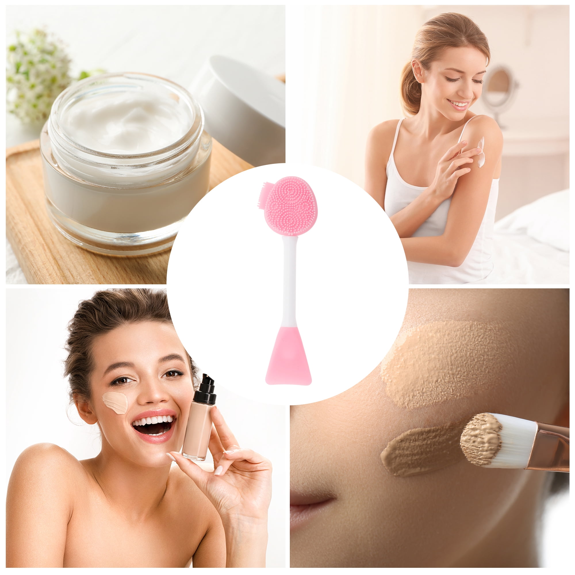 Unique Bargains Soft Double-headed Facial Mask Brushes 2 Pcs Light Pink