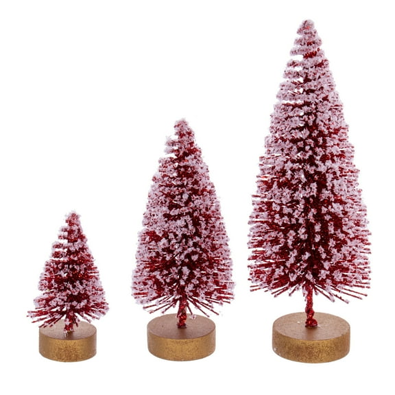 Vickerman 3"-5"-7" Red Sisal Bottle Brush Tree Set, Set of 3