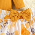 thumbnail image 4 of WIBACKER Newborn Baby Girls 3Pcs Outfits Infant Girls Outfits Long Sleeve Ruffle Romper+Floral Skirts+Headband Set Fall Winter Clothes, 4 of 10