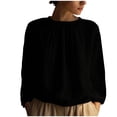 thumbnail image 3 of Women's Summer Short Sleeve Pullover Tops Shirts Blouses Round Neck Loose Fit Wrinkled Texture Solid Color Soft Casual Daily Wear Work Office Vacation Outfits Fashion Essential Gift for Women, 3 of 9