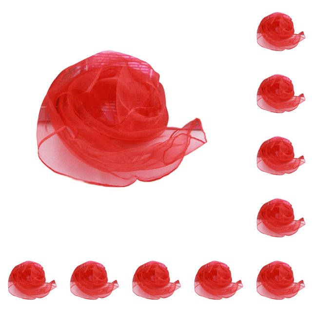 Minnieouse Bufandas cuadradas Pañuelo de gasa Accesorios de tela Adornos para el cabello Accesorios sedosos Casual para representaciones teatrales Rojo Rojo 60*60cm 10piezas Minnieouse CBP322056