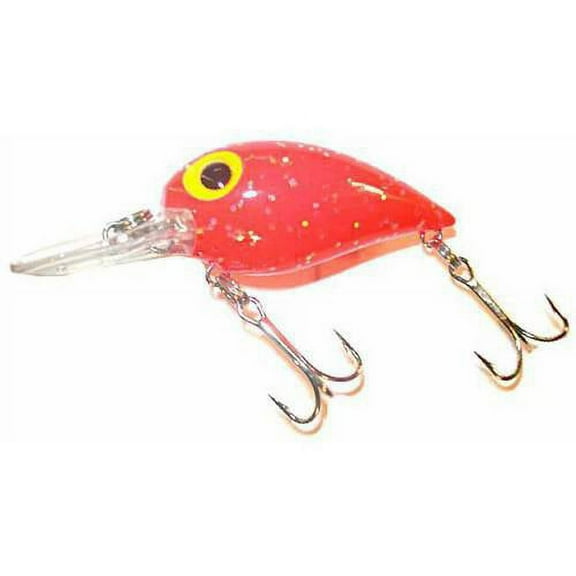 Brad's Wigglers Crank Bait, Glitter Fluorescent Red/Clear Bill