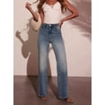 thumbnail image 5 of Women'S High Waisted Straight Leg Jeans Trendy Loose Denim Pants with Pockets Blue S, 5 of 8