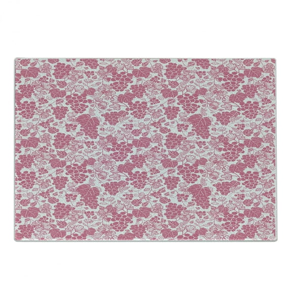 Vines Cutting Board, Monotone Grapes Leaves Wine Theme Blush Tones Rhythmic Abstract Pattern, Decorative Tempered Glass Cutting and Serving Board, in 3 Sizes, by Ambesonne