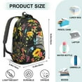thumbnail image 5 of Black Sunflower Backpack for School,Cute School Bag,Schoolbag with Adjustable Shoulder Straps & Padded Back,16.9 Inch, 5 of 5