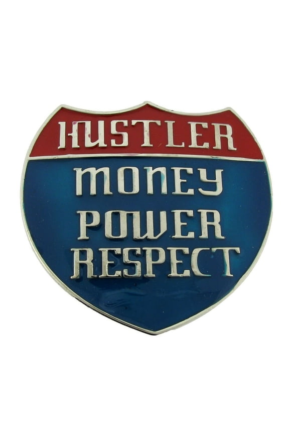 Money Power Respect Hustler Text Multicolored Unisex Belt Buckle