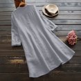 thumbnail image 4 of Clothing Basic Tee Fall Tops Women's Solid Color Button Cotton Linen With Pockets Thin Long Sleeve Long Blouse T Shirt Shirt Comfy Casual Vacation, 4 of 4
