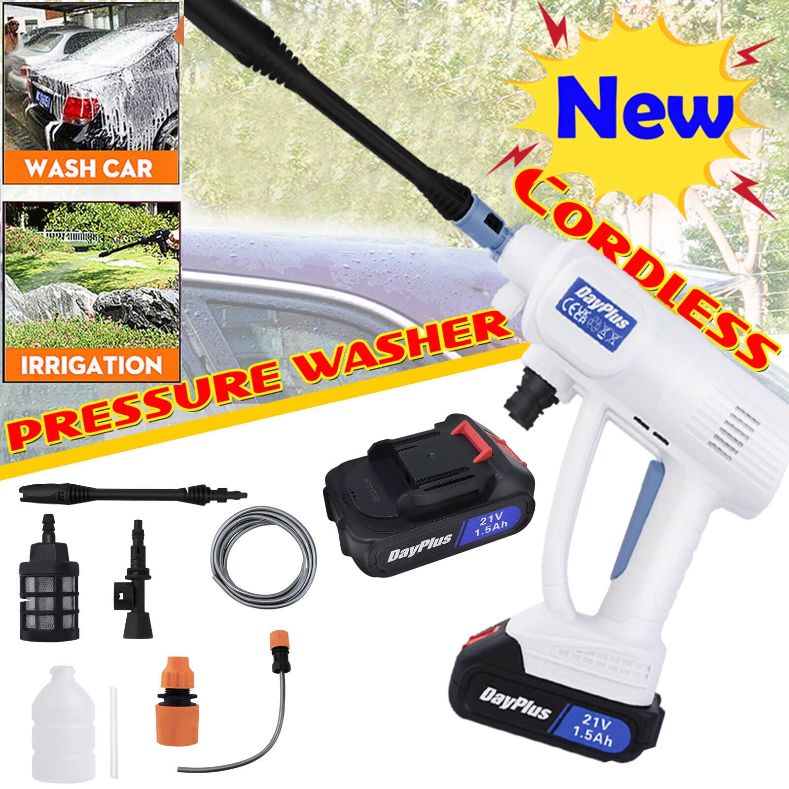 Dayplus Car Pressure Washer Electric Gun Portable Cordless High Power