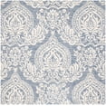thumbnail image 2 of SAFAVIEH Micro-Loop Jaydon Damask Floral Wool Area Rug, Blue/Ivory, 5' x 5' Square, 2 of 7