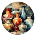 thumbnail image 2 of Designart "Boho Pottery in Orange and Green" Boho Pottery Metal Round Wall Art Prints, 2 of 5