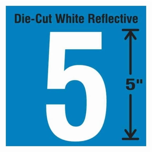 Stranco Die-Cut Reflective Number Label, 5,PK5 DWR-5-5-5