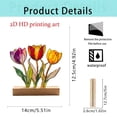 thumbnail image 3 of Dongrere Stained Plastic Tulip Tabletop Decor with Wooden Base, Colorful Floral Suncatcher Ornament for Window Sill Home Spring Table Display, 5x5.5 Inch, 3 of 6