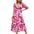 thumbnail image 1 of Mefallenssiah Robe à Col en V Imprimée pour Femmes, 1 of 2