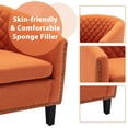 thumbnail image 5 of SESSLIFE Classic Orange Leather Upholstered Accent Arm Chair Soft Barrel Club Chairs for Living Room Comfy Single Sofa Office Guest Chatting Chair with Solid Wood Legs and Nailhead for Bedroom, 5 of 7