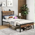 thumbnail image 3 of Infans Twin Industrial Metal Platform Bed Frame Charging Station Mattress Foundation, 3 of 7