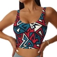 thumbnail image 1 of Fotbe Geometric Elements Sujetador Deportivo Largo sin Aros para Mujer con Almohadillas y Soporte Medio, Transpirable y Absorbente, Camiseta Tipo Chaleco o Tank Top-Small, 1 of 8