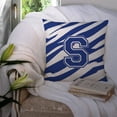 thumbnail image 3 of Letter S Initial Tiger Stripe Blue and White Fabric Decorative Pillow, 3 of 4