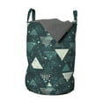 thumbnail image 1 of Grunge Laundry Bag, Illustration of Handmade Paint Blemishes Blots and Triangles Monochrome Pattern, Hamper Basket with Handles Drawstring Closure for Laundromats, 13" x 19", Dark Teal, by Ambesonne, 1 of 4