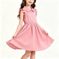 thumbnail image 4 of NAISIBABY Girls Summer Dress, Ruffles Sleeveless Lapel Flare Fit Cute A-Line Casual Dress Pink Size 14, 4 of 5