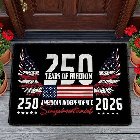 250 Anniversary USA Door Mat 250 Door Mat,Non-Slip Washable Eagle Rug for House Office,Outside Inside Entrance Decor Patriotic Welcome Mat,Family Name 250th Anniversary Design
