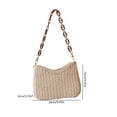 thumbnail image 4 of Bolso de mano con cadena para mujer, bolso de mano informal tejido de color sólido de paja para mujer (blanco) Ehuebsd Para Estrenar, 4 of 7