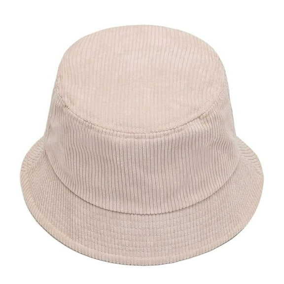 Casual Winter Soft Plush Corduroy Sun Cap Panama Hat Fisherman Cap Bucket Hat BEIGE