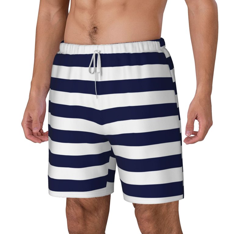 パンツ always long boardies - navy/white Gaeub Navy Blue And White Stripes Mens Swim Trunks Stretch Beach