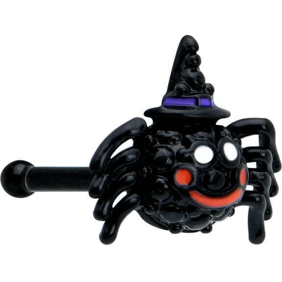 Body Candy Womens 20G 316L Steel Nose PVD Smiling Witch Spider Nose Stud Nose Bone 1/4