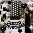 thumbnail image 3 of Black and Silver Birthday Decorations - Paper Pom Poms, Happy Birthday Banner, Star Garland, Hanging Swirls, Foil Balloons, Birthday Party Supplies for Men Women 16th 18th 21st 30th 40th 50th 60th, 3 of 6
