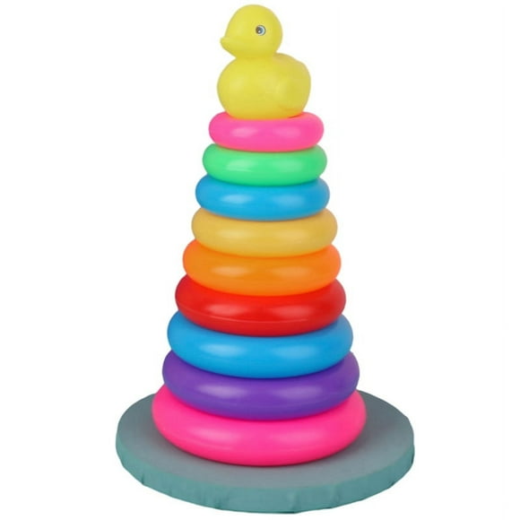 EASTIN Baby Toy Duck Stacking Ring Toy Kids Toss Stacking Up Early Learning Toy with 9 Colorful Rings and 1 Duck