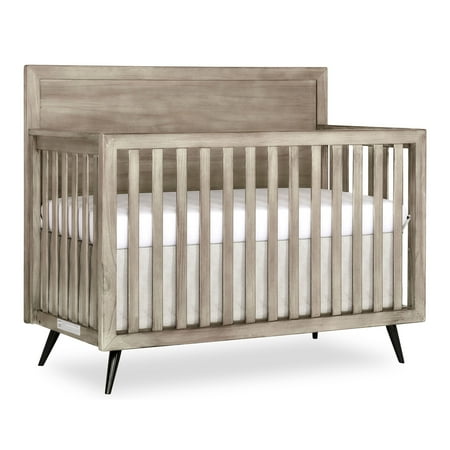 UPC: 0811048036605 | Evolur Stilnovo Mid Century 4-in-1 Convertible Crib Windsor Oak Grey
