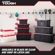 Hyper Tough 17 Gallon Medium Storage Bin with Snap Lid, Black and Red, Heavy Duty Plastic Storage Container