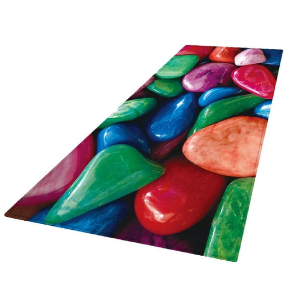 Lazsy 3D Print Runner Rugs with Non-slip Backing for Hallway Kitchen Floor Decortion - Colorful Pebbles