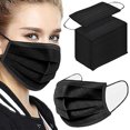 thumbnail image 2 of NNPCBT 100PCS Mascarillas desechables negras de 3 capas con protección de filtro, 2 of 4