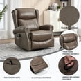 thumbnail image 4 of Trustyue Genuine Leather Swivel Rocking Recliner Chair for Adults, 360° Swivel Glider Rocker with Heat & Vibrating Massage, Lounge Chair for Living Room, Bedroom, Nursery (Gray), 4 of 10