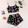 thumbnail image 2 of FASHOFT Cute Halloween Pajama Sets for Women 2 Piece Summer Ghost Print Cami Top and Shorts Pj Set Purple M, 2 of 4