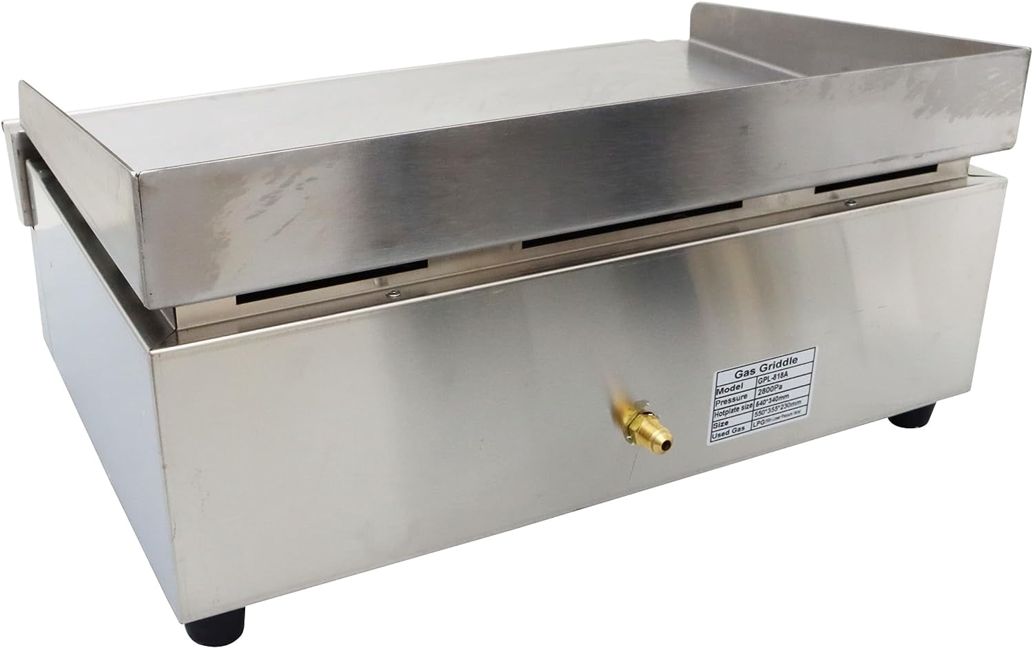 EQCOTWEA LPG Gas Grill Countertop Flat Griddle Hot Plate BBQ 2 Burner for Commercial Restaurant Kitchen Camp Stainless Steel
