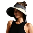 thumbnail image 4 of Cutuoiiu Womens Spring Summer Two Tone Empty Top Sun Visor Solid Color Extra Wide Brim With Detachable Neck Flap Adjustable Wind Lanyard Protection Hat for Golf Hiking Beach Outdoor, 4 of 6